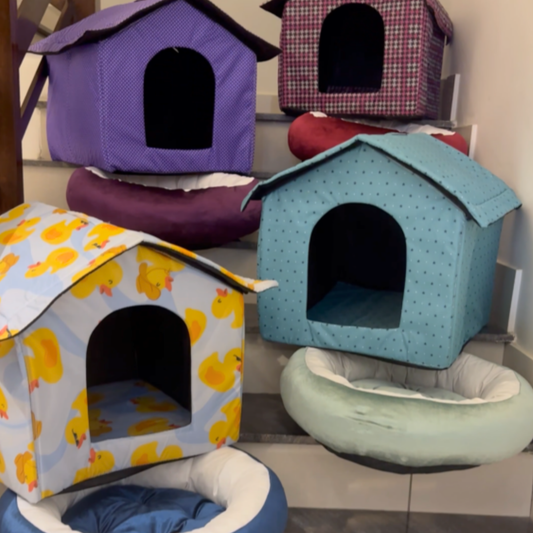 Jumbo Cat House + Velvet Bed Deal